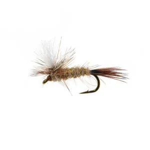 Close-up of FLYING EGRET LF615 parachute adams dry fly